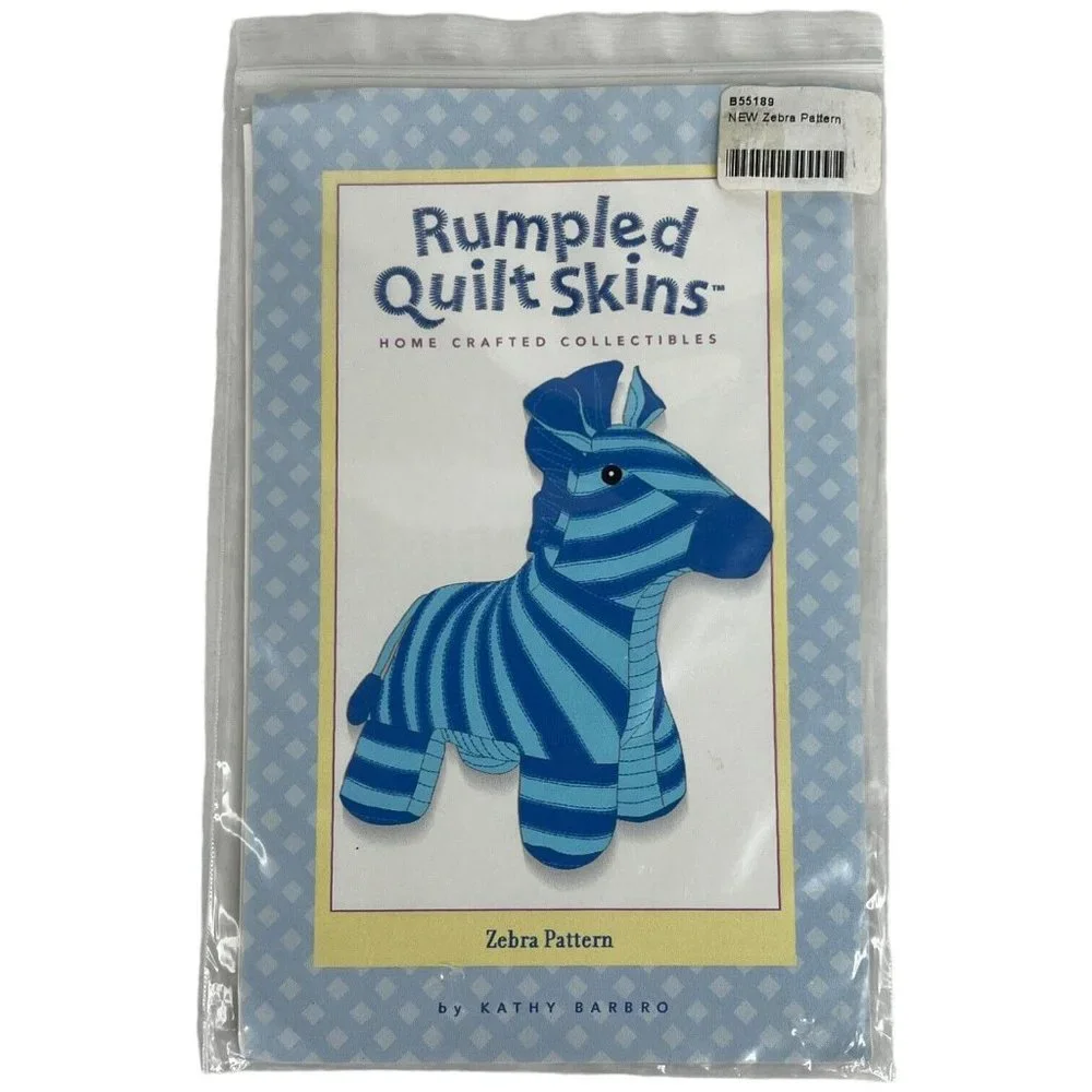 Rumples Quilt Skins Zebra Sewing Pattern 2005 Stuffed Animal 11 Inch Toy Stuffie